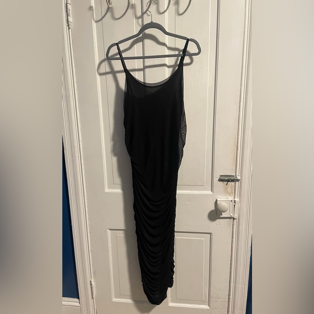 BLUE LEOPARD Black Ruched Midi Mermaid Dress in Women’s size 1XL